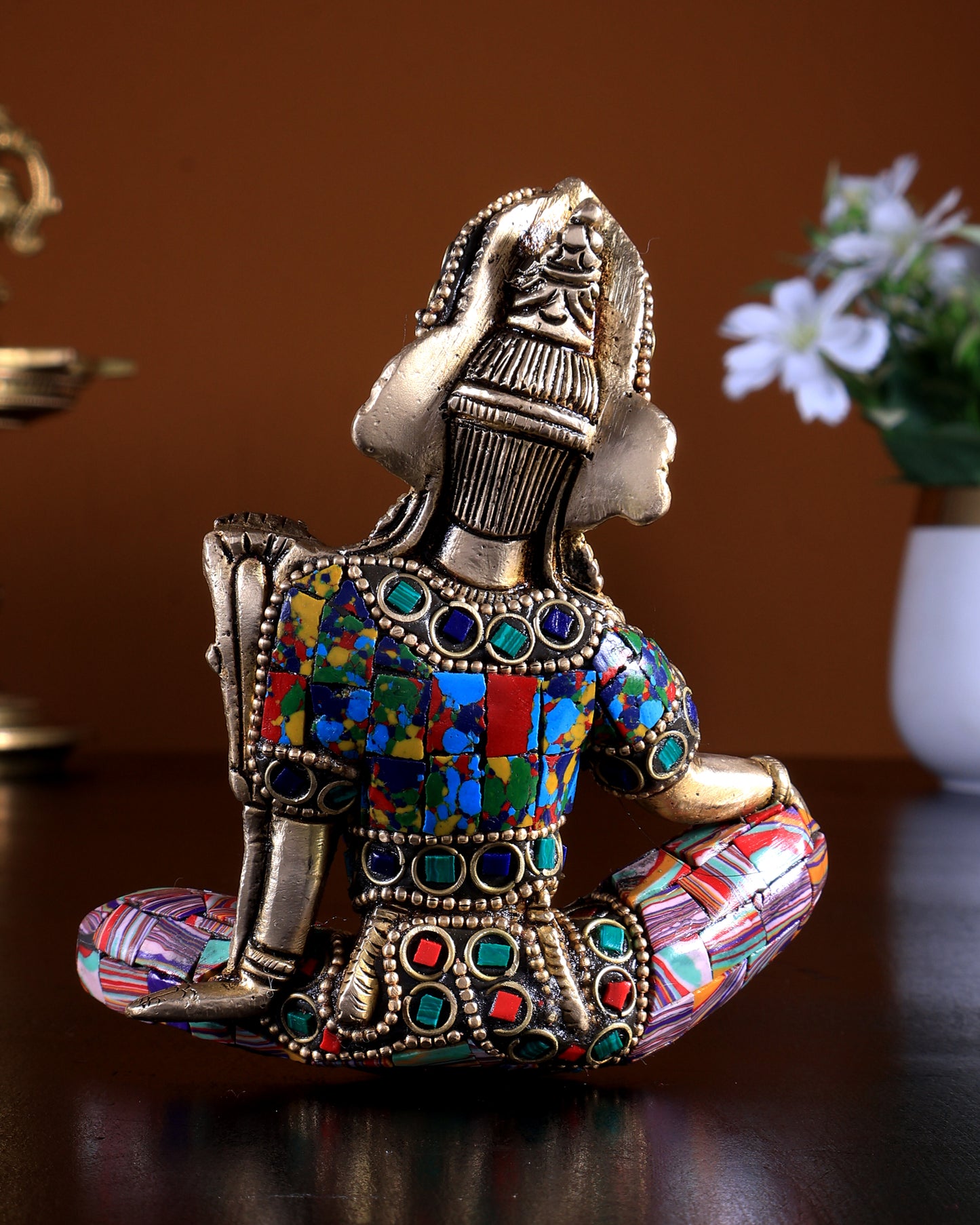 Pure Brass Indra Dev Murti with Stonework | Superfine Idol | BudhShiv