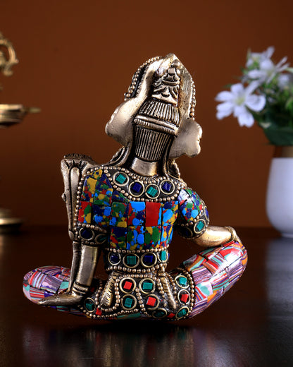 Pure Brass Indra Dev Murti with Stonework | Superfine Idol | BudhShiv