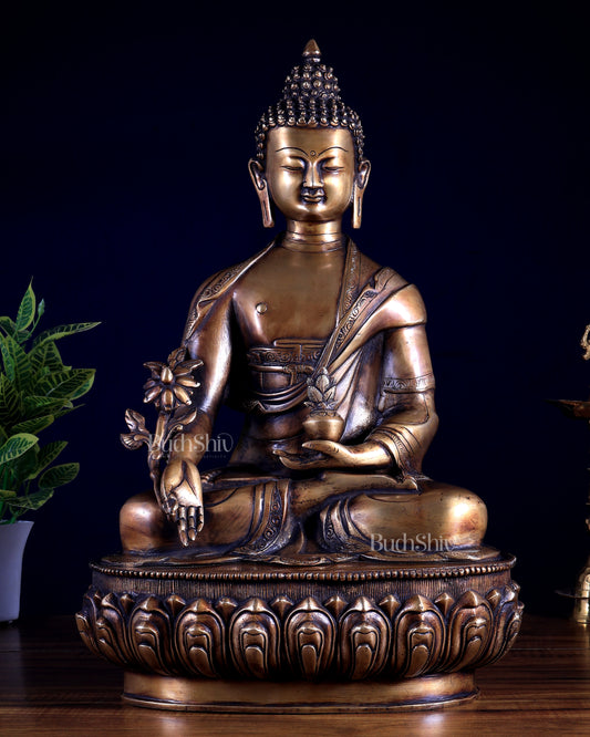 Buddha Brass Idol Antique Finish 19 inch