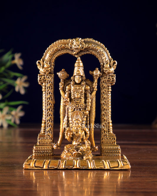 Panchaloha Bronze Tirupati Balaji with Lakshmi Idol 3 inch