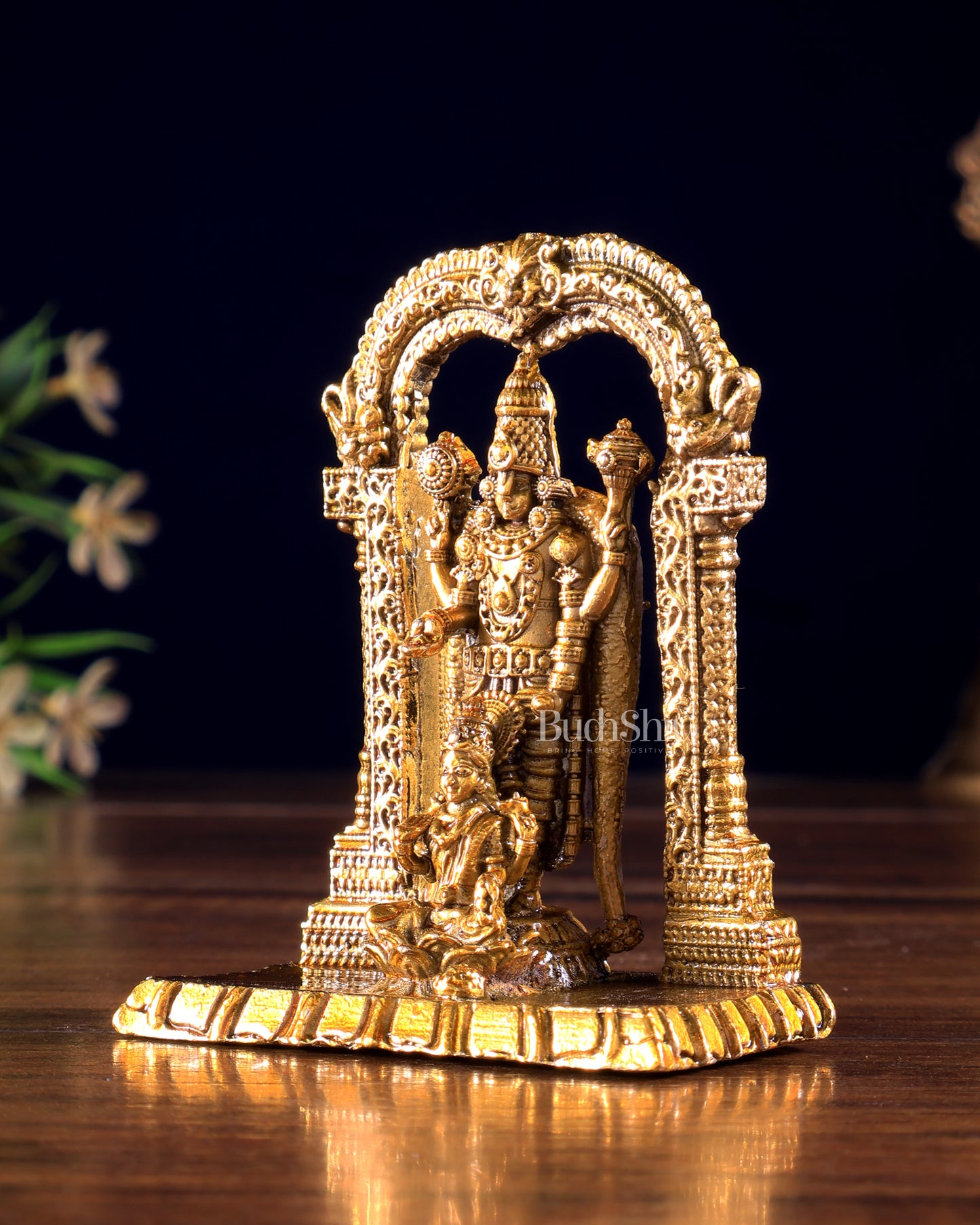 Panchaloha Bronze Tirupati Balaji with Lakshmi Idol 3 inch