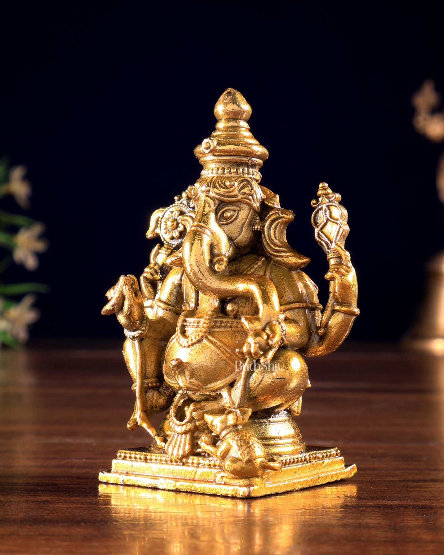 Panchaloha Bronze Ganesha Vigneshwara Idol | Mini 3 inch