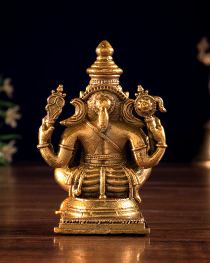 Panchaloha Bronze Ganesha Vigneshwara Idol | Mini 3 inch