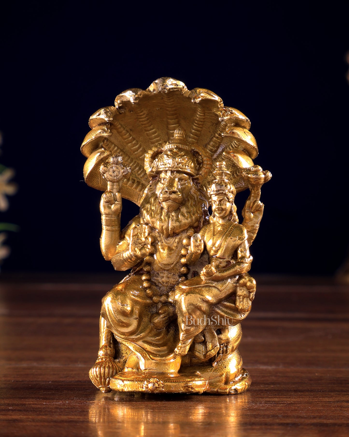 Panchaloha Bronze Lakshmi Narasimha Swamy Idol | Sheshnag 3 inch