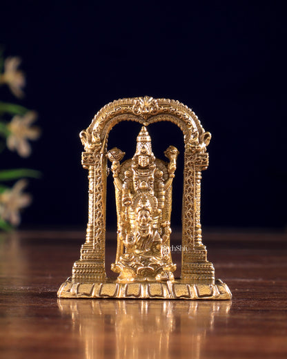 Panchaloha Bronze Tirupati Balaji with Lakshmi Idol | Mini 1.5 inch