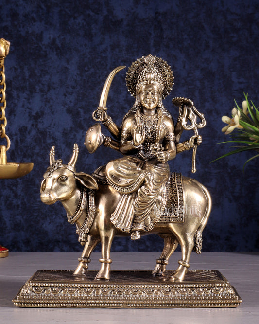 Brass Superfine Umiya Mata Seated on Cow Idol 6.5 inch