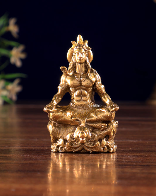Panchaloha Bronze Lord Shiva Meditation Idol | Mini 2 inch