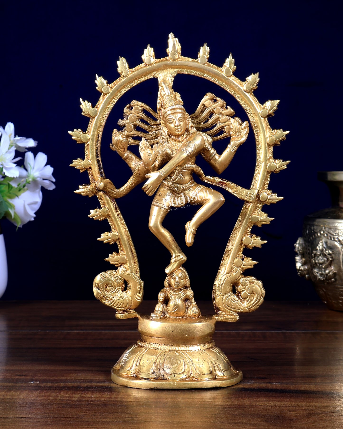 Brass Nataraja Statue with Oval Arch | Unique Design 9 inch