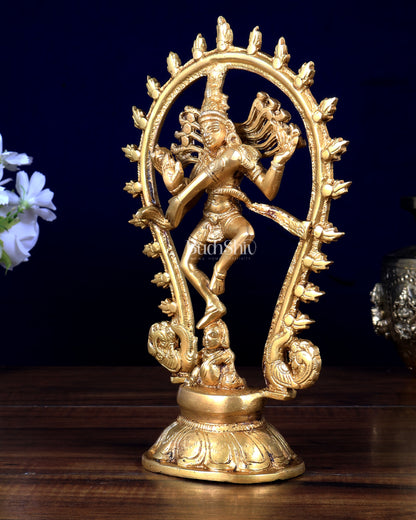 Brass Nataraja Statue with Oval Arch | Unique Design 9 inch
