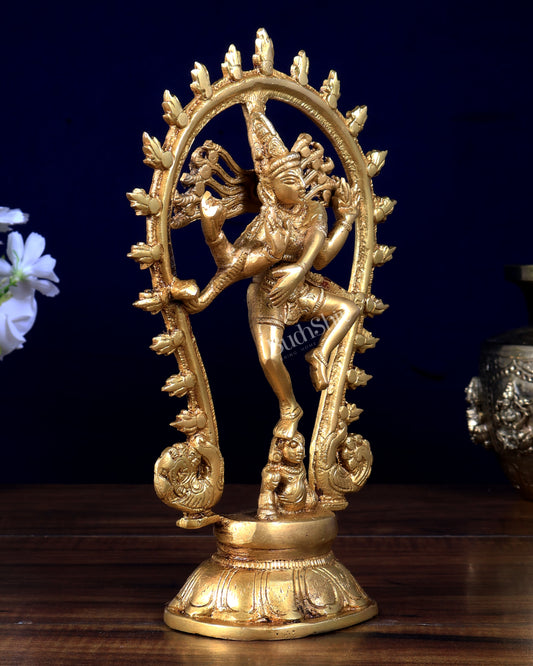 Brass Nataraja Statue with Oval Arch | Unique Design 9 inch