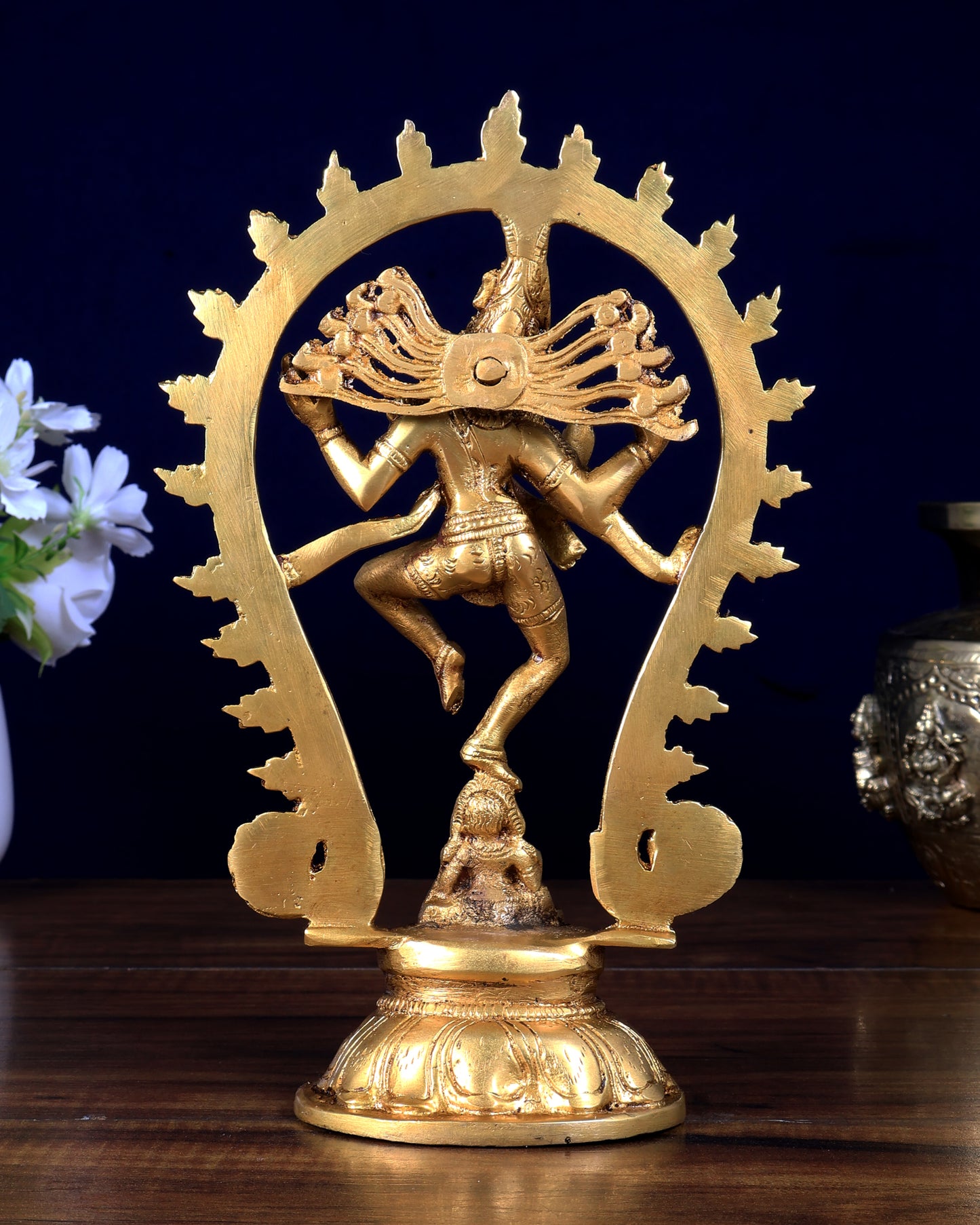Brass Nataraja Statue with Oval Arch | Unique Design 9 inch