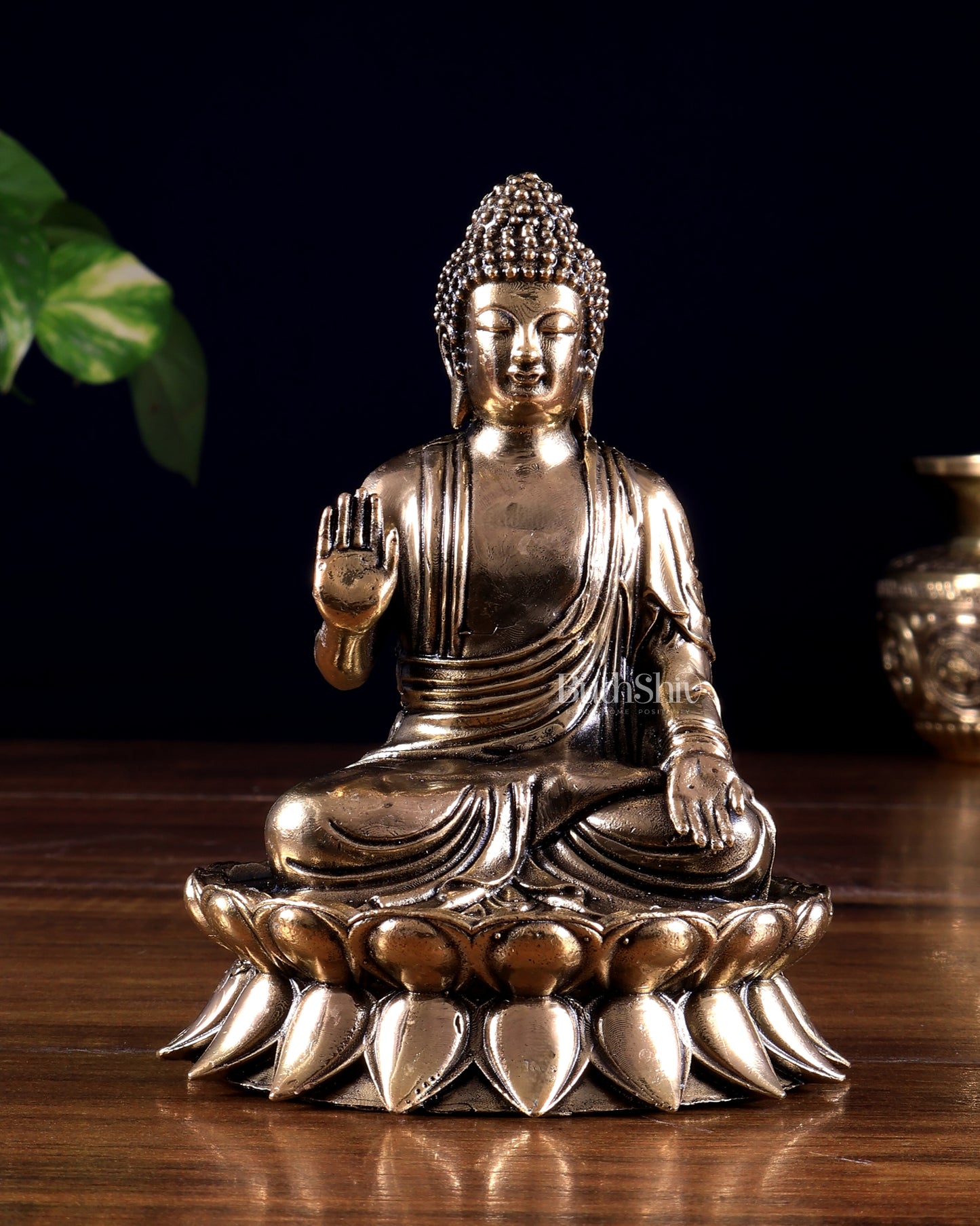Brass Superfine Buddha on Lotus Base Idol | Mini 4.5 inch