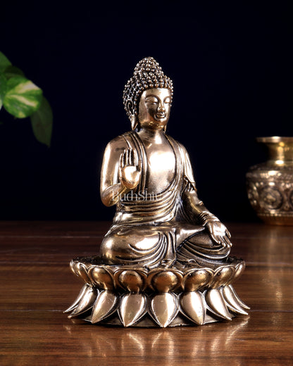 Brass Superfine Buddha on Lotus Base Idol | Mini 4.5 inch