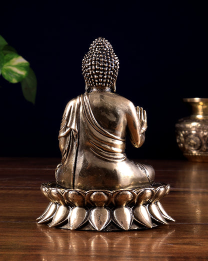 Brass Superfine Buddha on Lotus Base Idol | Mini 4.5 inch