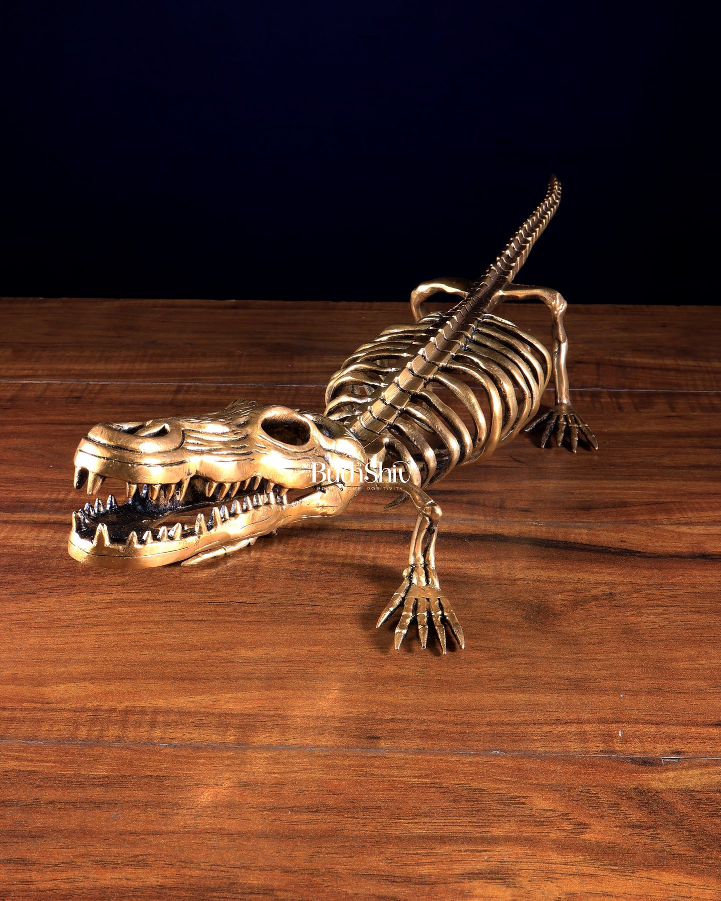 Brass Dinosaur Skeleton Statue | Unique Handcrafted Sculpture 23 inch