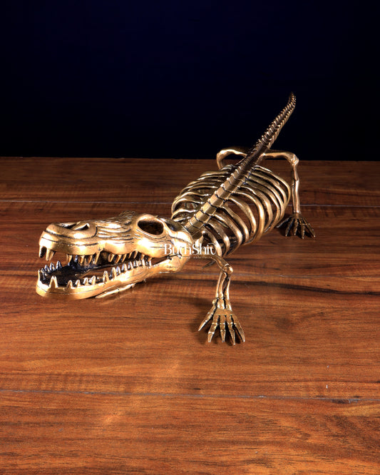 Brass Dinosaur Skeleton Statue | Unique Handcrafted Sculpture 23 inch