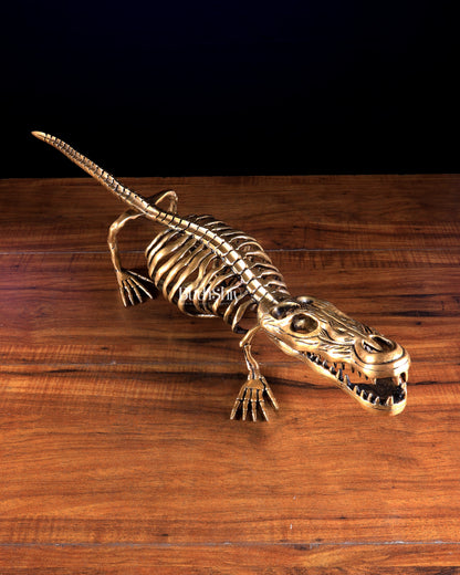 Brass Dinosaur Skeleton Statue | Unique Handcrafted Sculpture 23 inch