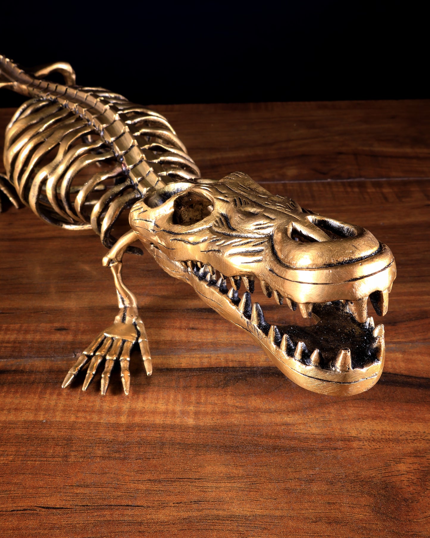 Brass Dinosaur Skeleton Statue | Unique Handcrafted Sculpture 23 inch