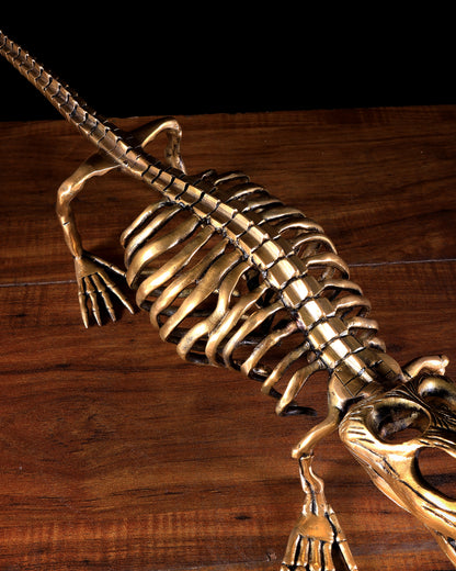 Brass Dinosaur Skeleton Statue | Unique Handcrafted Sculpture 23 inch