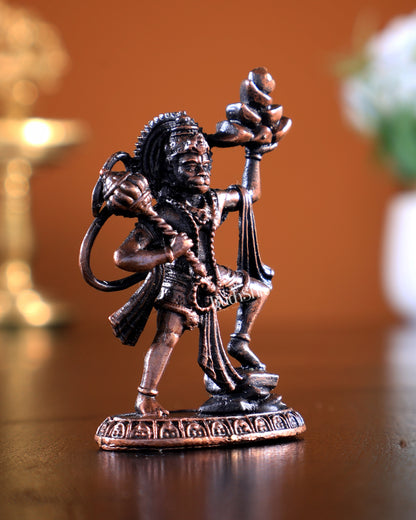 Pure Copper Sanjeevani Hanuman Mini Idol | BudhShiv 2 inch