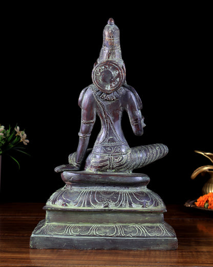 Brass Parvati Seated Idol | Vintage Patina Finish 12 inch