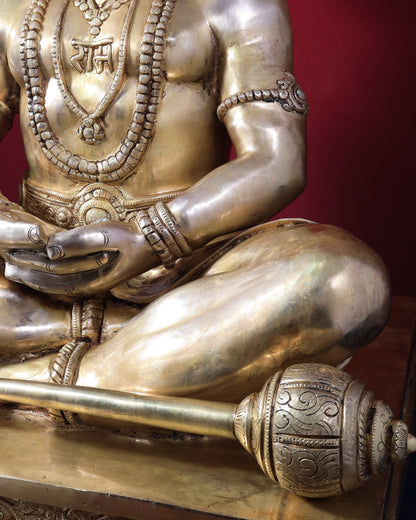 Large Brass Hanuman Meditation Statue | Temple Grade Sculpture 32.5 inch
