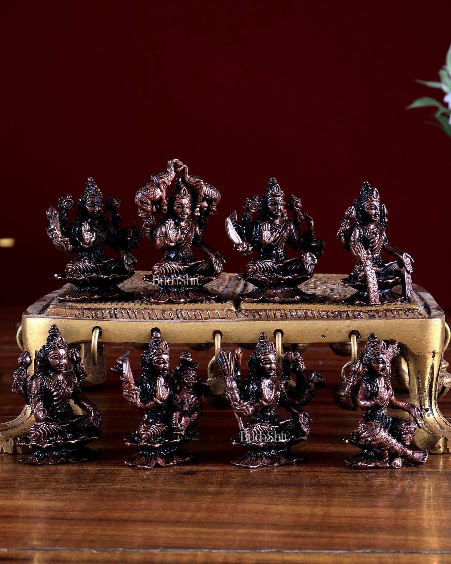 Ashtalakshmi Pure Copper Solid Idol Set | Mini 2 inch statues