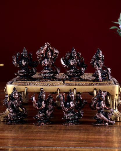 Ashtalakshmi Pure Copper Solid Idol Set | Mini 2 inch statues