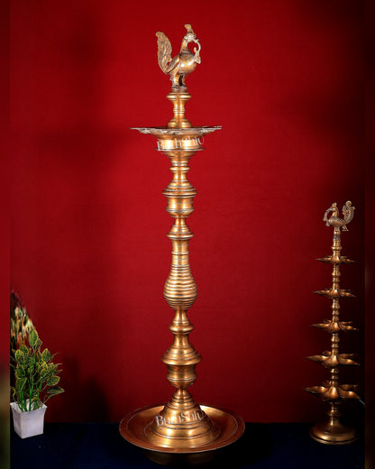 Vintage Brass Peacock Annam Pakshi Inauguration Oil Lamp (Samai / Diya) – Large & Rare 49 inch