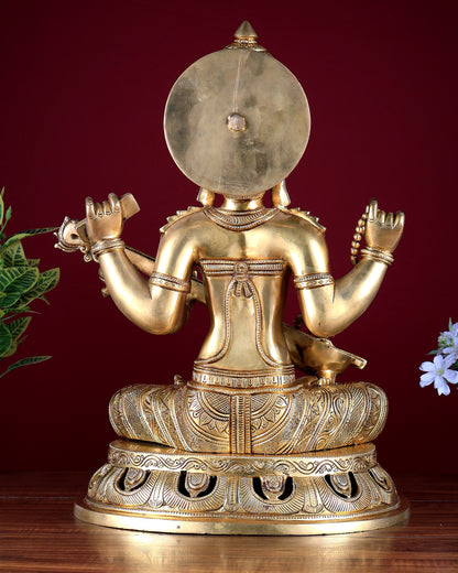 Pure Brass Superfine Saraswati Statue – Large Size 17.5"