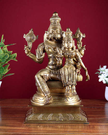 Brass Superfine Lakshmi Narasimha Statue 15"