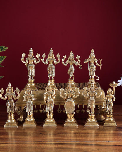 Brass Superfine Vishnu Dashavatar Idol Set 6 inch