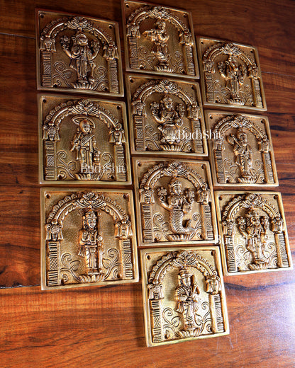 Brass Vishnu Dashavatar Wall Hanging Plates – Superfine Quality (Set) 6"
