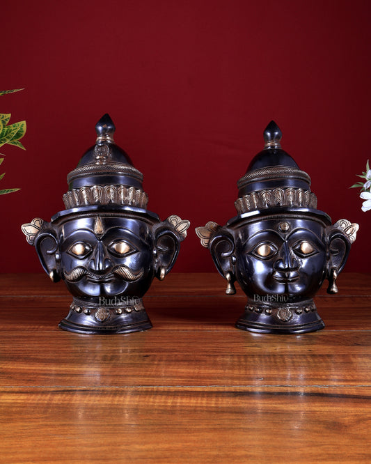 Brass Handcrafted Traditional & Antique Lord Shiva–Gauri Face Mukhalingams