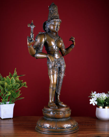 Brass Ardhanarishwara Statue – 27” Shiv parvati as one