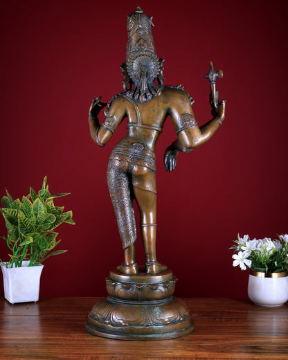 Brass Ardhanarishwara Statue – 27” Shiv parvati as one