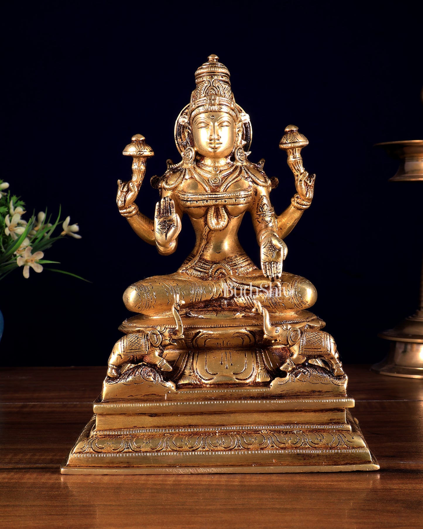 Brass Lakshmi Idol – Superfine Brass Goddess Murti 9 inch