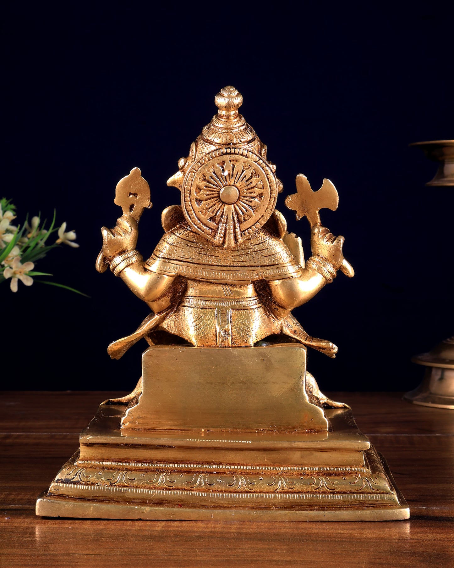 Brass Superfine Lord Ganesha with Mouse Idol 8 inch