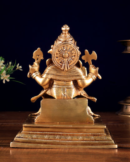 Brass Superfine Lord Ganesha with Mouse Idol 8 inch