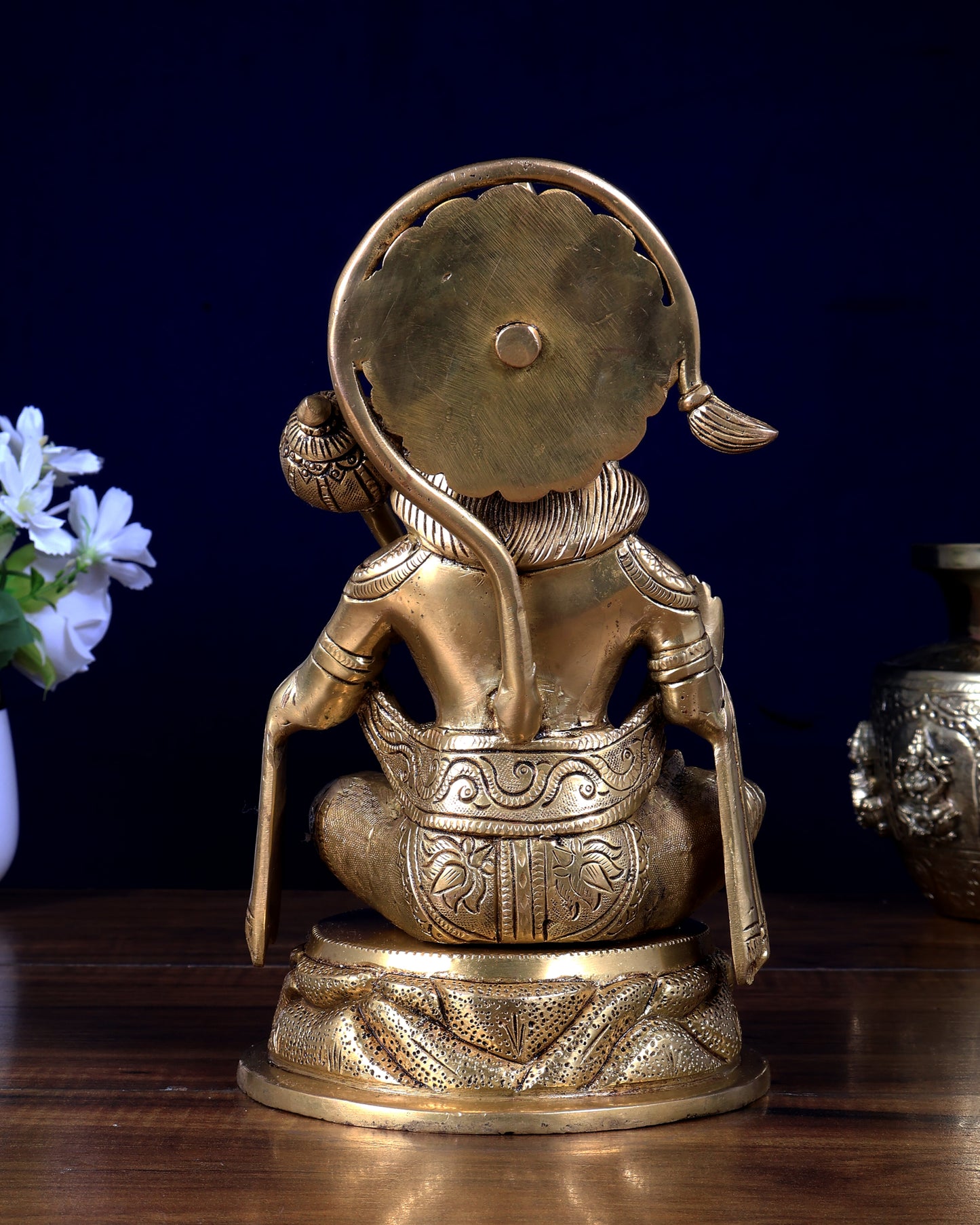 Brass Hanuman Idol – Cross-Legged Meditation Posture 9 inch