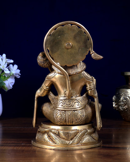 Brass Hanuman Idol – Cross-Legged Meditation Posture 9 inch