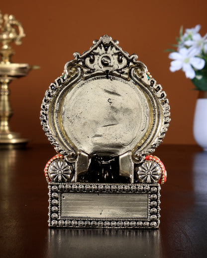 Pure Brass Superfine Lord Ganesha as Lalbaugcha Raja - 3.8" meenakari