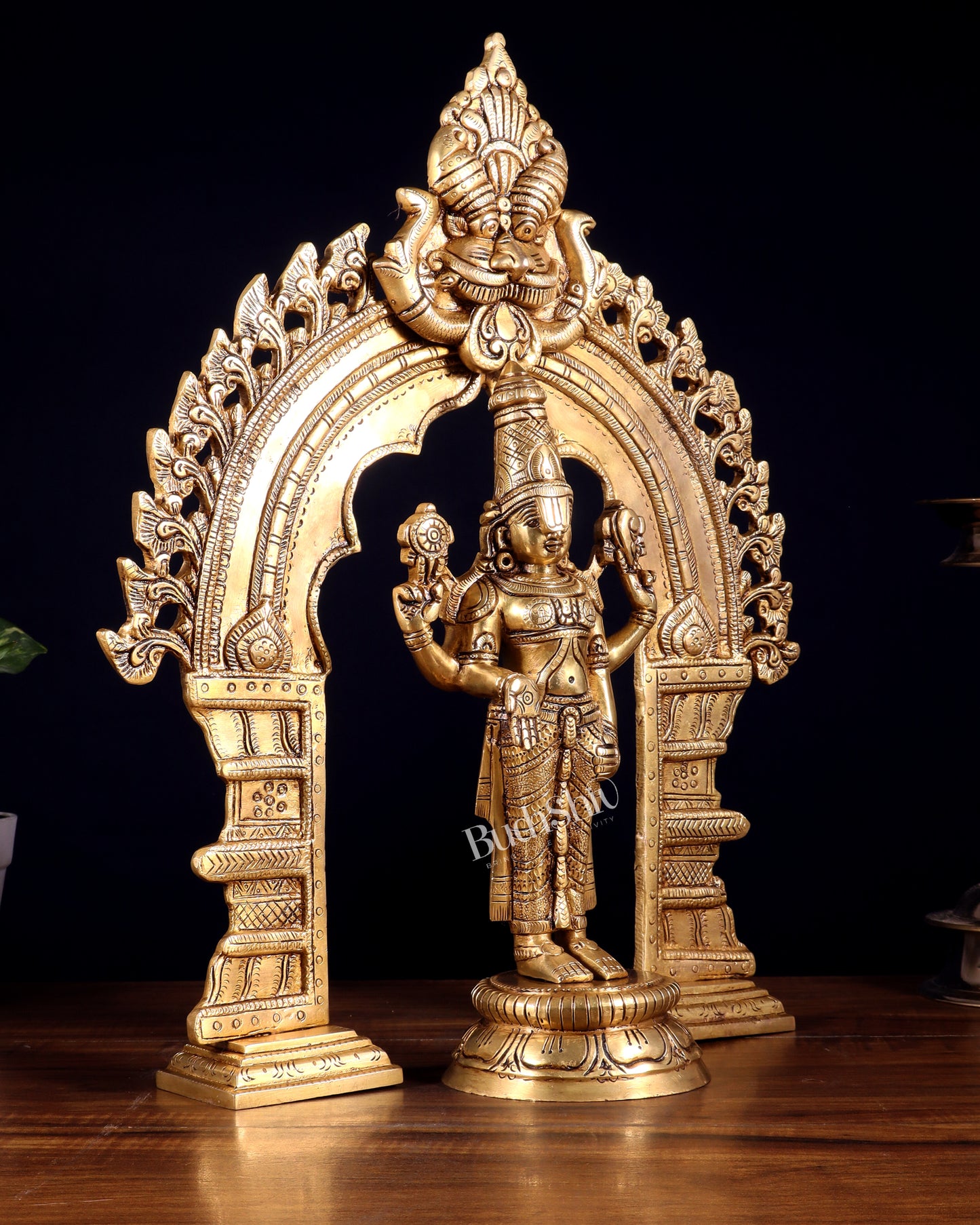 Brass Tirupati Balaji Idol with Prabhavali | Venkateswara Brass Murti 17 inch