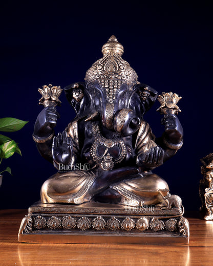Brass Dagduseth Ganapati Statue – Black Finish 13.5 inch