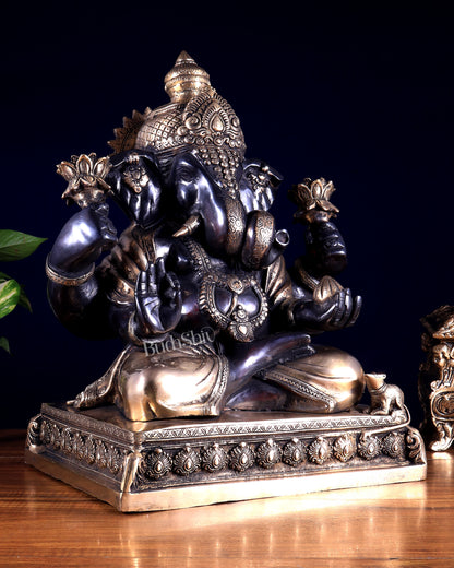 Brass Dagduseth Ganapati Statue – Black Finish 13.5 inch