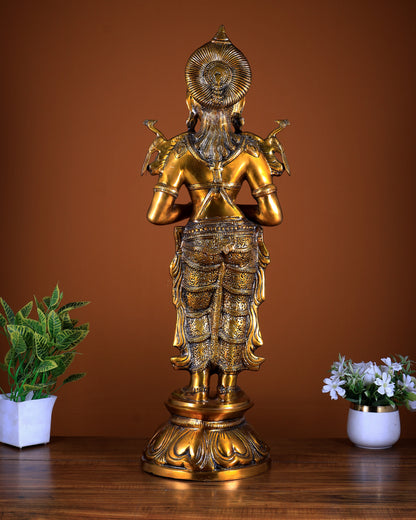 Brass Large Welcome Namaste Lady Statue – 30.5 Inch