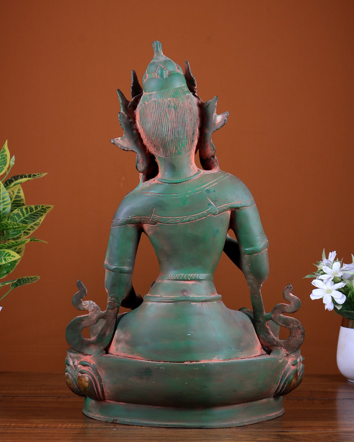 Brass Buddha Vajrasattva Antique Patina Brass Statue, 16"