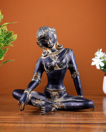 Brass Green Tara Nepalese Handcrafted Statue | Antique Tone