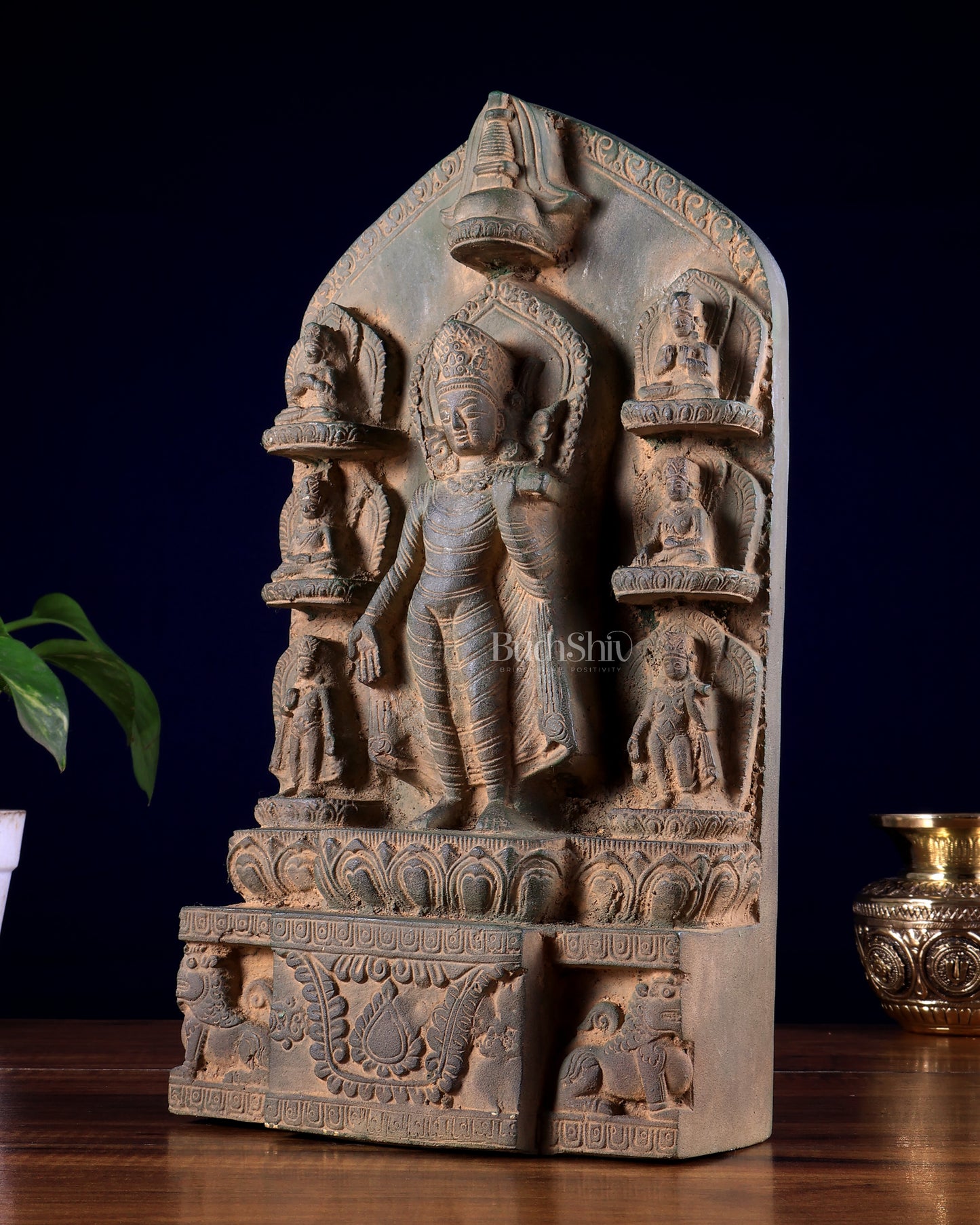 Brass Buddha Statue with Multiple Poses 12.5 inch