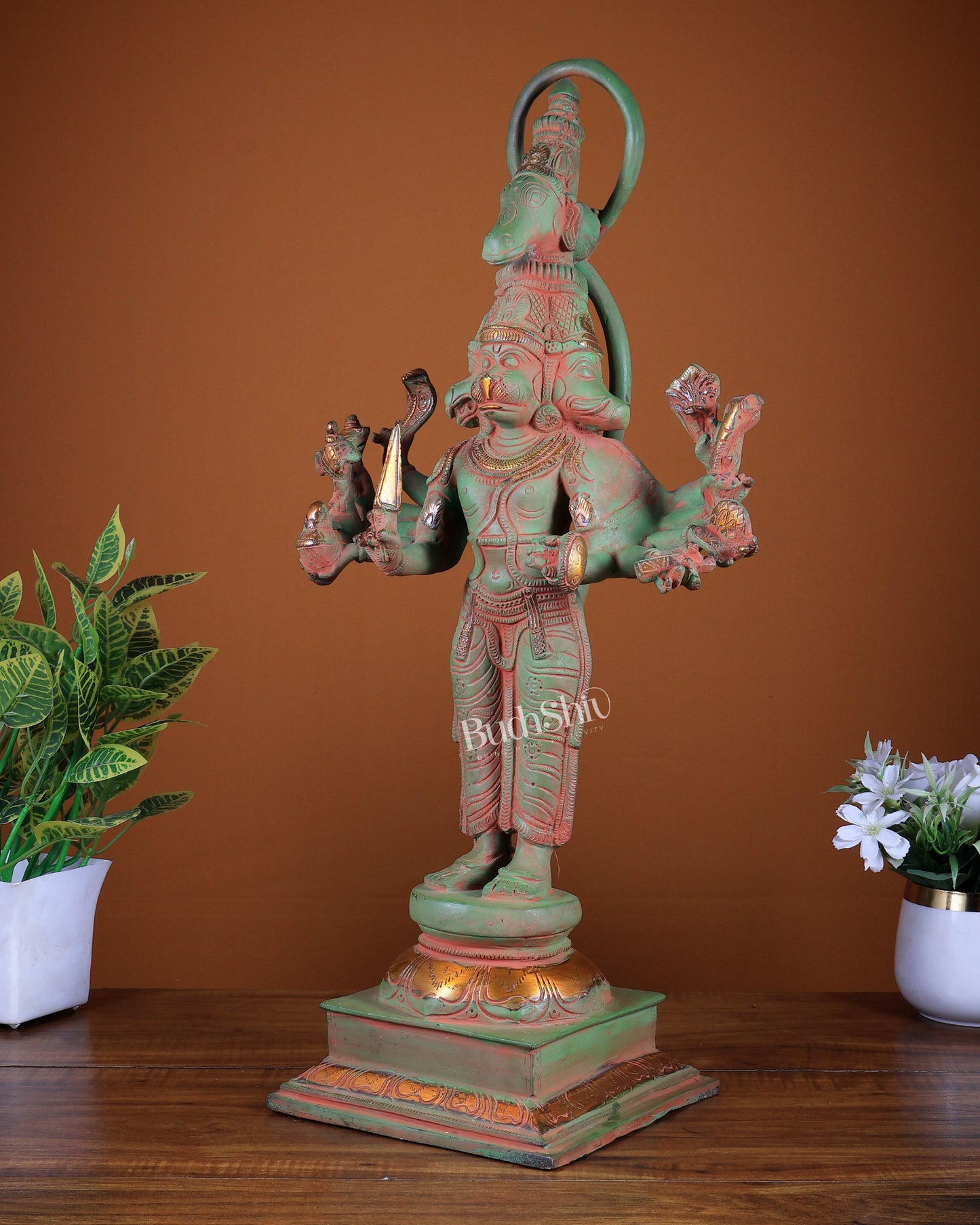 Brass Lord Panchmukhi Hanuman Statue - 22 Inch sand finish
